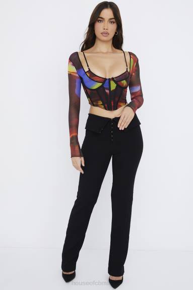 vestiario esso House of CB Pantaloni ava neri con piega sul davanti X44T956