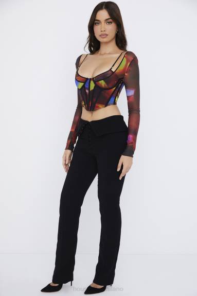 vestiario esso House of CB Pantaloni ava neri con piega sul davanti X44T956