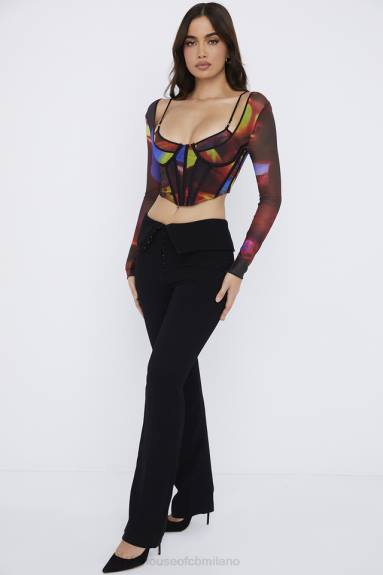 vestiario esso House of CB Pantaloni ava neri con piega sul davanti X44T956