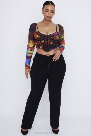 vestiario esso House of CB Pantaloni ava neri con piega sul davanti X44T956