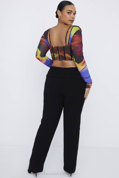 vestiario esso House of CB Pantaloni ava neri con piega sul davanti X44T956
