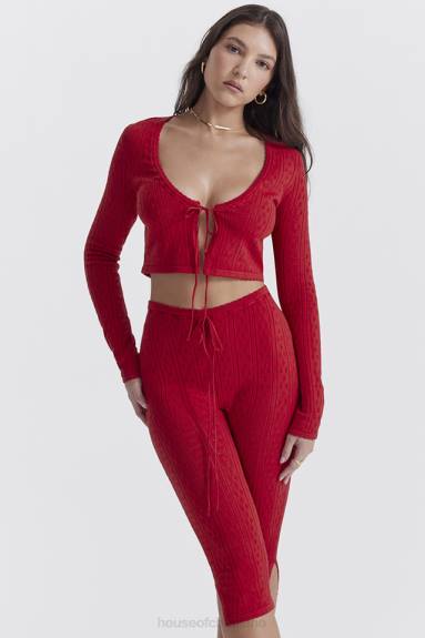 vestiario esso House of CB Pantaloni capri Abigail in maglia color ciliegia X44T860