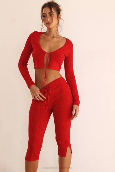 vestiario esso House of CB Pantaloni capri Abigail in maglia color ciliegia X44T860
