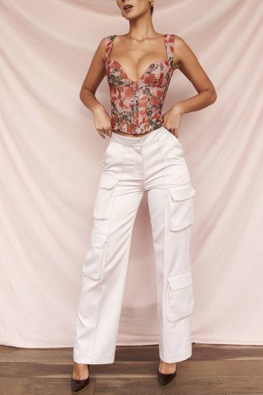 vestiario esso House of CB Pantaloni cargo a gamba dritta in raso di cristallo Daria X44T941
