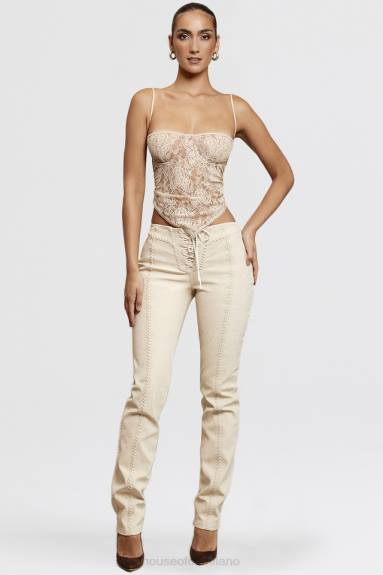 vestiario esso House of CB Pantaloni con lacci in finta pelle scamosciata beige amara X44T891