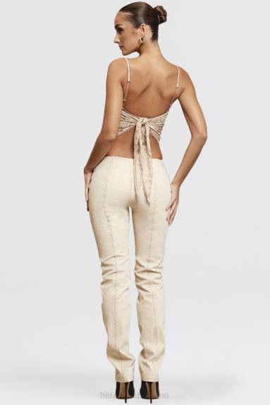 vestiario esso House of CB Pantaloni con lacci in finta pelle scamosciata beige amara X44T891