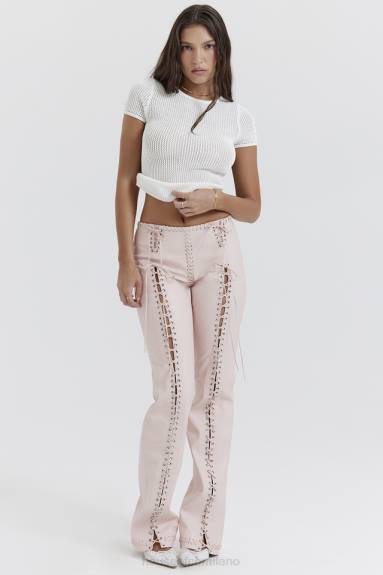 vestiario esso House of CB Pantaloni con lacci in pelle vegana elliot color pesca X44T844