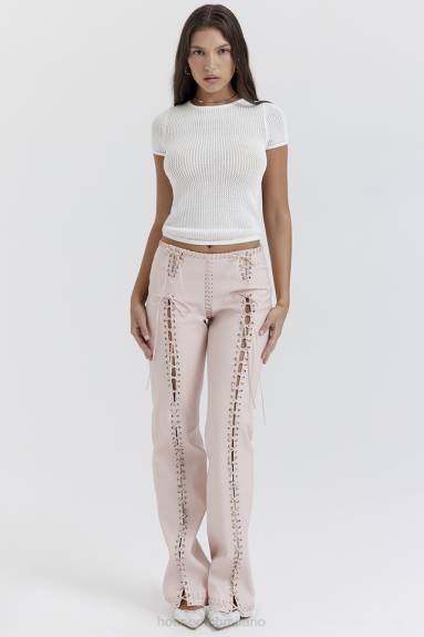 vestiario esso House of CB Pantaloni con lacci in pelle vegana elliot color pesca X44T844