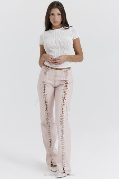 vestiario esso House of CB Pantaloni con lacci in pelle vegana elliot color pesca X44T844