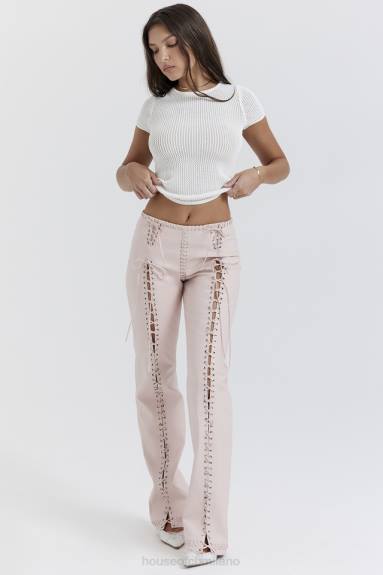 vestiario esso House of CB Pantaloni con lacci in pelle vegana elliot color pesca X44T844