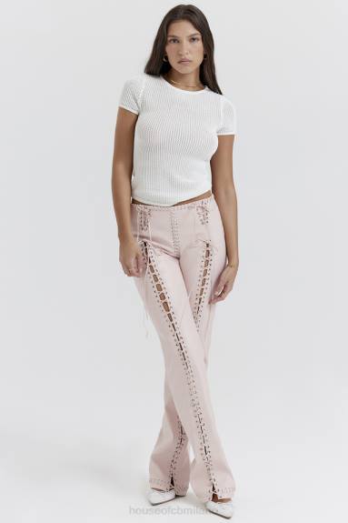 vestiario esso House of CB Pantaloni con lacci in pelle vegana elliot color pesca X44T844