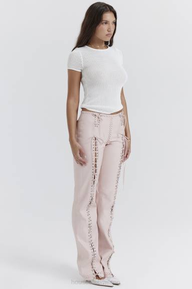 vestiario esso House of CB Pantaloni con lacci in pelle vegana elliot color pesca X44T844