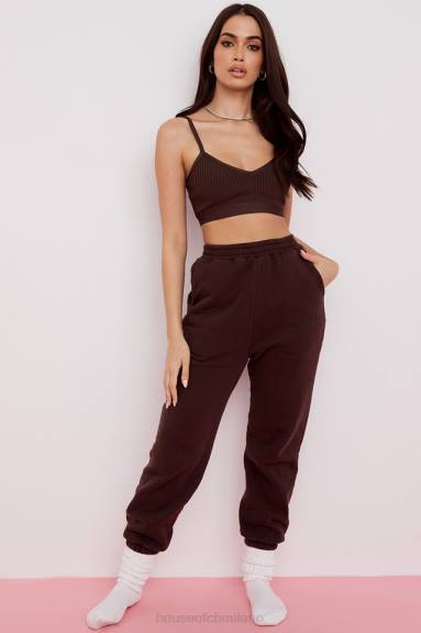 vestiario esso House of CB Pantaloni da jogging con retro in pile color cioccolato cielo X44T975
