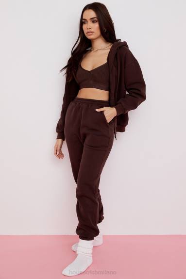 vestiario esso House of CB Pantaloni da jogging con retro in pile color cioccolato cielo X44T975