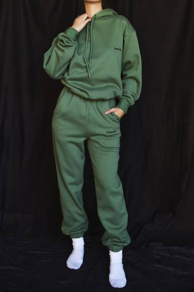 vestiario esso House of CB Pantaloni da jogging con retro in pile sky moss X44T946
