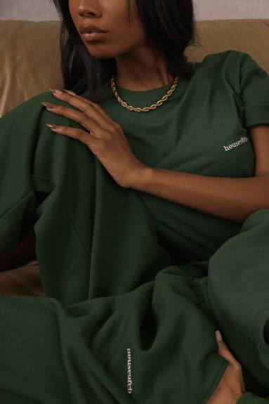 vestiario esso House of CB Pantaloni da jogging con retro in pile verde cielo X44T1009