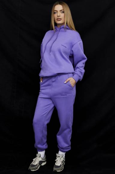 vestiario esso House of CB Pantaloni da jogging con retro in pile viola cielo X44T947