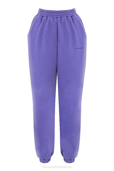 vestiario esso House of CB Pantaloni da jogging con retro in pile viola cielo X44T947