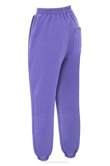 vestiario esso House of CB Pantaloni da jogging con retro in pile viola cielo X44T947