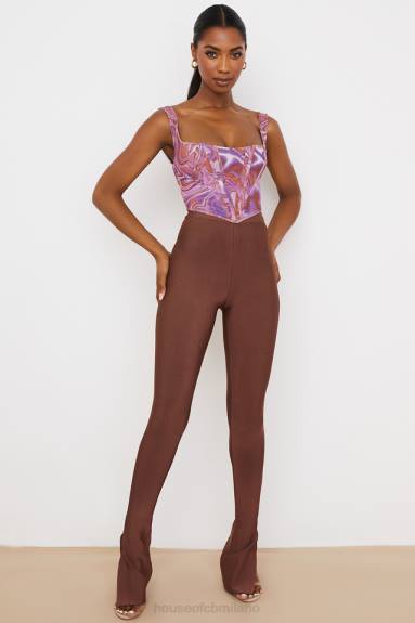 vestiario esso House of CB Pantaloni fascianti a vita alta Gloriette cioccolato X44T966