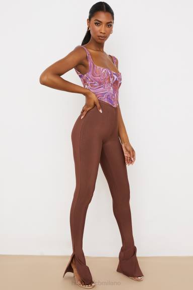 vestiario esso House of CB Pantaloni fascianti a vita alta Gloriette cioccolato X44T966