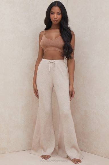 vestiario esso House of CB Pantaloni luda in maglia a coste color tortora X44T981
