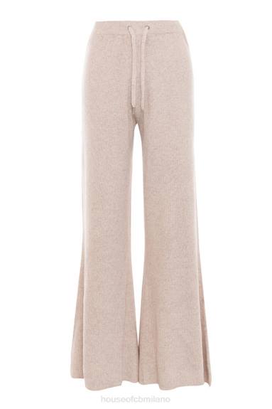 vestiario esso House of CB Pantaloni luda in maglia a coste color tortora X44T981