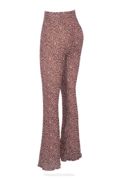 vestiario esso House of CB Pantaloni svasati in rete maite con stampa animalier X44T973