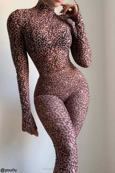 vestiario esso House of CB Pantaloni svasati in rete maite con stampa animalier X44T973