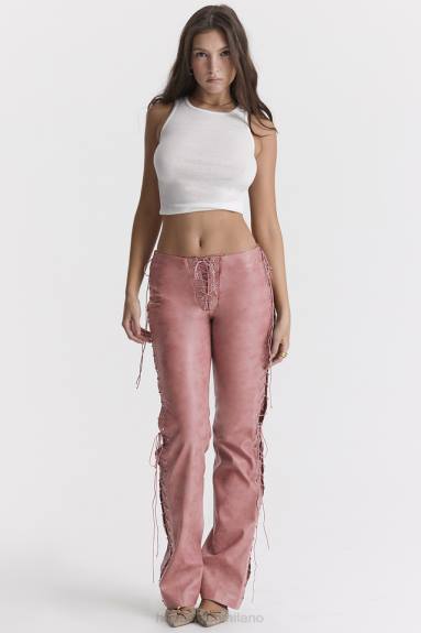 vestiario esso House of CB ha disegnato pantaloni stringati in calda pelle vegana rosa X44T866