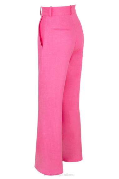 vestiario esso House of CB pantalone andreia in misto lino rosa X44T1018