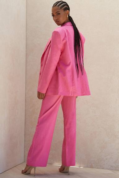 vestiario esso House of CB pantalone andreia in misto lino rosa X44T1018