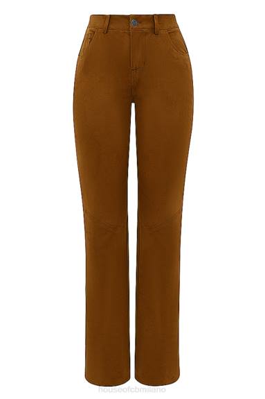 vestiario esso House of CB pantaloni Apollo in pelle scamosciata vegana marrone chiaro X44T849