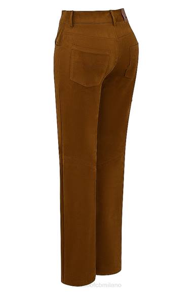 vestiario esso House of CB pantaloni Apollo in pelle scamosciata vegana marrone chiaro X44T849