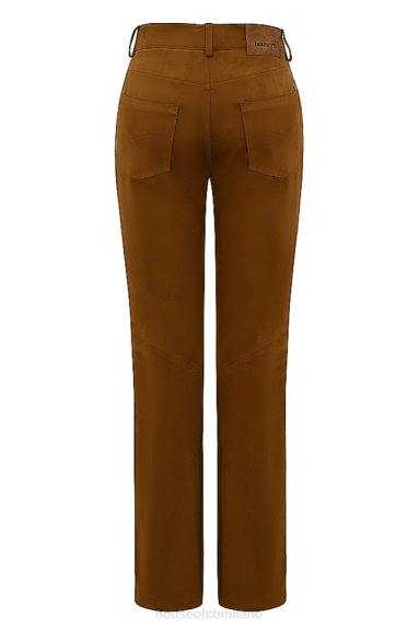 vestiario esso House of CB pantaloni Apollo in pelle scamosciata vegana marrone chiaro X44T849