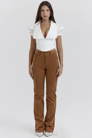 vestiario esso House of CB pantaloni Apollo in pelle scamosciata vegana marrone chiaro X44T849