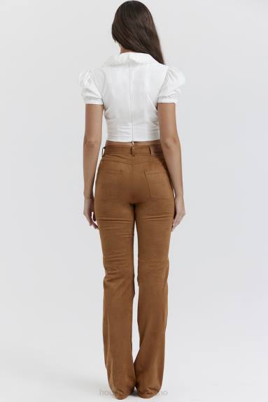 vestiario esso House of CB pantaloni Apollo in pelle scamosciata vegana marrone chiaro X44T849