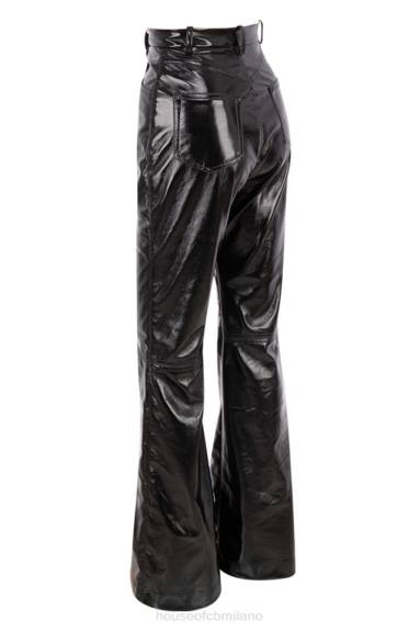 vestiario esso House of CB pantaloni a vita alta in pelle vegana nera saffy X44T1012