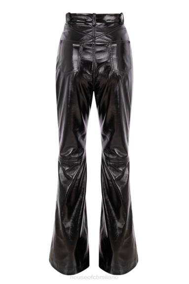 vestiario esso House of CB pantaloni a vita alta in pelle vegana nera saffy X44T1012