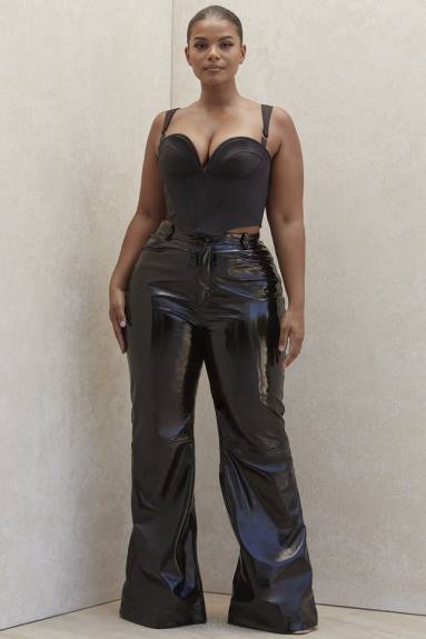 vestiario esso House of CB pantaloni a vita alta in pelle vegana nera saffy X44T1012