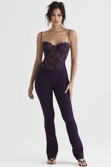vestiario esso House of CB pantaloni a vita alta laurel night shade X44T908