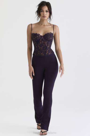 vestiario esso House of CB pantaloni a vita alta laurel night shade X44T908
