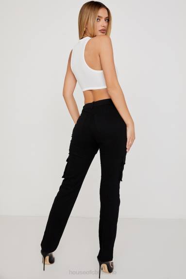 vestiario esso House of CB pantaloni cargo breanna neri con lacci X44T957