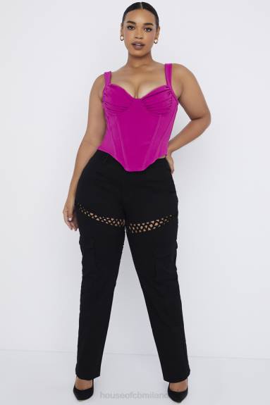 vestiario esso House of CB pantaloni cargo breanna neri con lacci X44T957