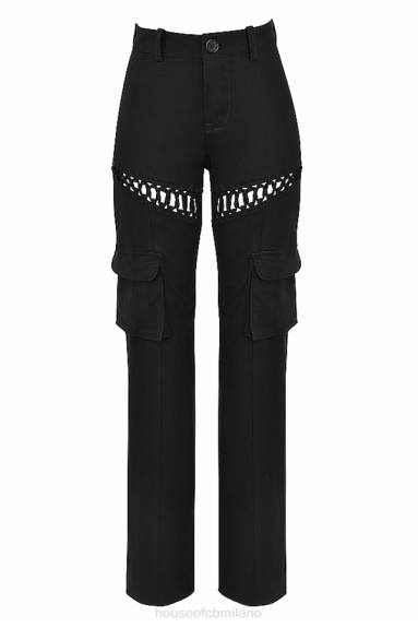 vestiario esso House of CB pantaloni cargo breanna neri con lacci X44T957