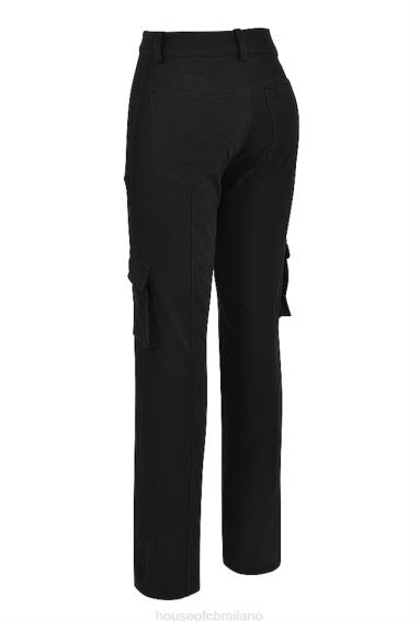 vestiario esso House of CB pantaloni cargo breanna neri con lacci X44T957