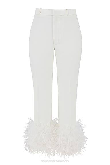 vestiario esso House of CB pantaloni con orlo color avorio fata X44T934