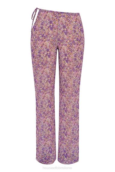 vestiario esso House of CB pantaloni con ritaglio floreale viola keala X44T929