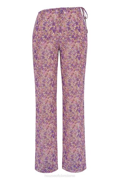vestiario esso House of CB pantaloni con ritaglio floreale viola keala X44T929