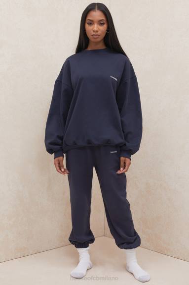 vestiario esso House of CB pantaloni da jogging blu navy con motivo spazzolato X44T997